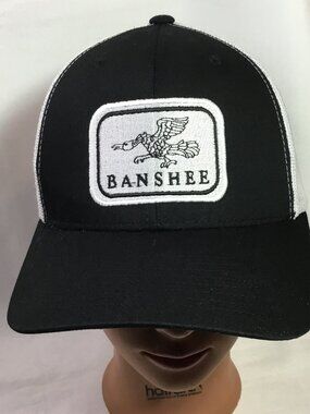 Banshee Logo Cap Hat Mesh Black/White Snap Back Bird EUC